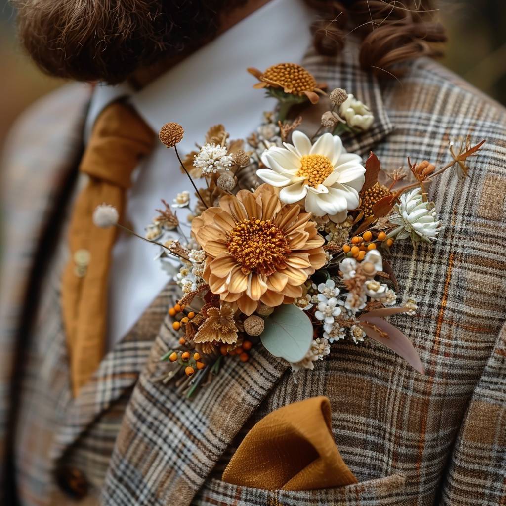 Fleurs pour boutonnières : Choisir les fleurs parfaites pour les hommes du cortège